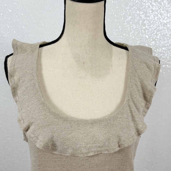 Yeohlee New York Beige Sleeveless Knit Top with Ruffle Neckline – Size S - Picture 3 of 10